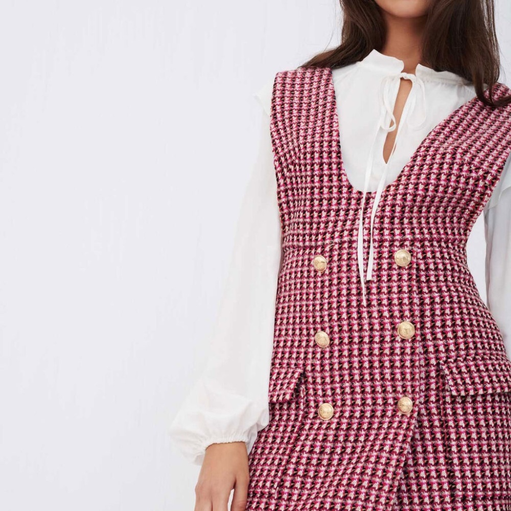 MAJE TROMPE-L’ŒIL TWEED DRESS XS